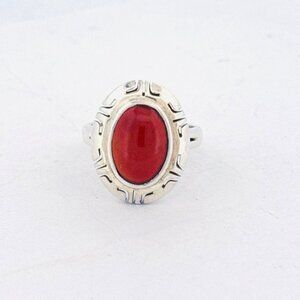 Vintage Mexico Sterling Silver Carnelian Ring Size 9 CI 925 Artisan Estate 7.2g